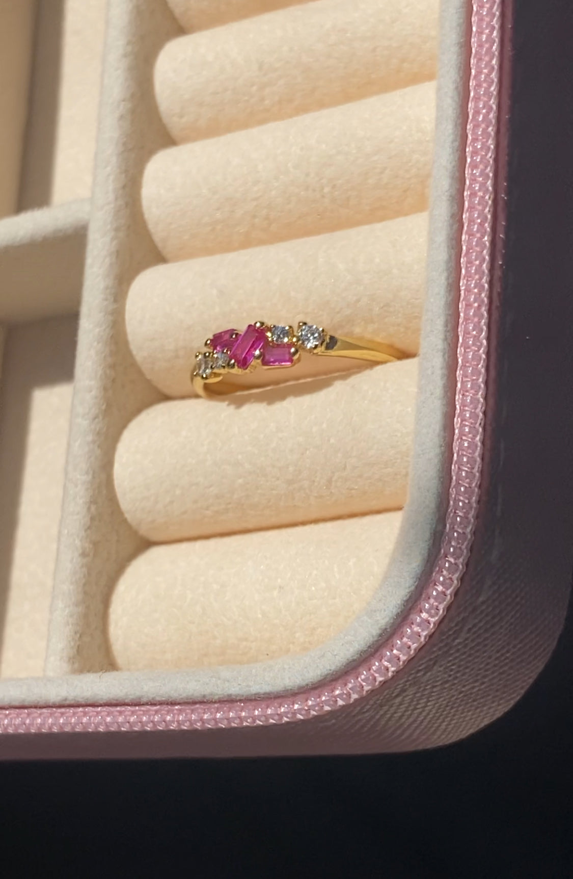 Anillo rosa ajustable CHAPA DE ORO 18k